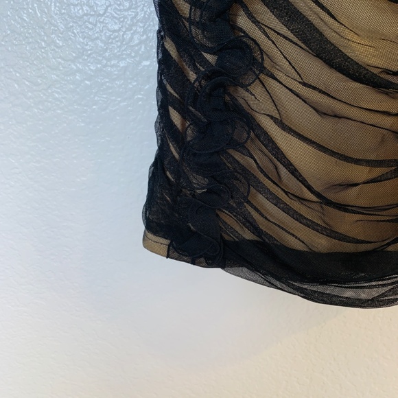 Boston Proper Nude Black Sheer Top Medium WhimsiGoth Fairycore Witchy Stretchy - Picture 9 of 15